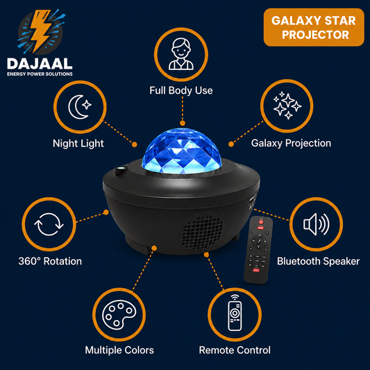 🌌 Remote Control Galaxy Star Projector Lamp with Bluetooth Speaker