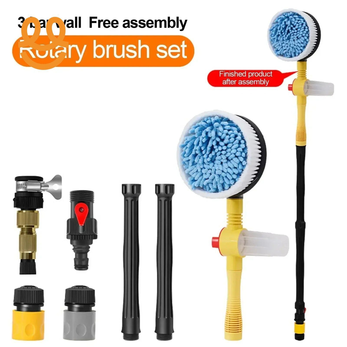 Car Rotary Wash Brush Kit 360 Degree Automatic Rotating Adjustable Dip Wash Brush High Pressure Washer for Vehicle Cleaning