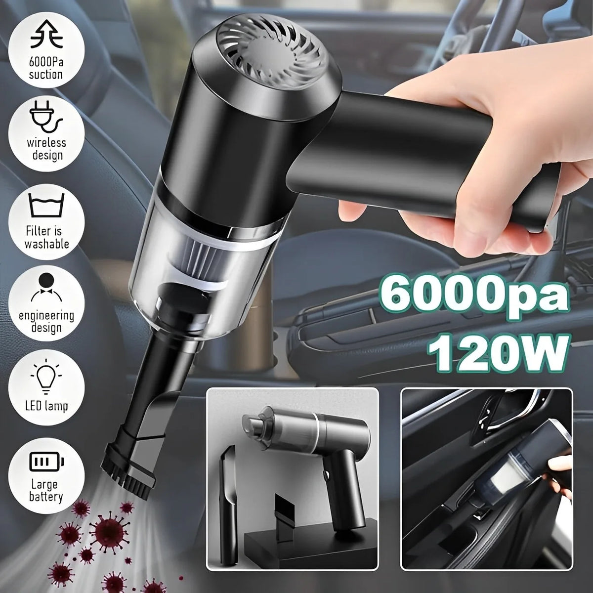 🧹 3-in-1 Portable Vacuum Cleaner