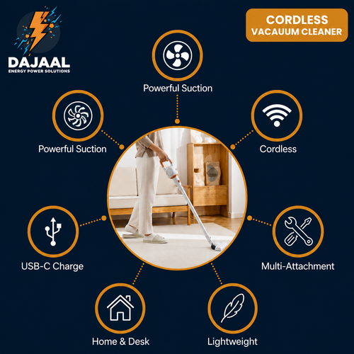 Cordless Stick Vacuum Cleaner | Rechargeable Wireless Vacuum | Powerful Suction for Home & Car Cleaning